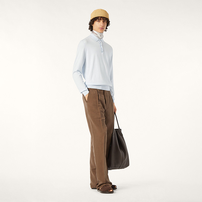 loro piana ice wish merino wool long sleeve polo shirt
